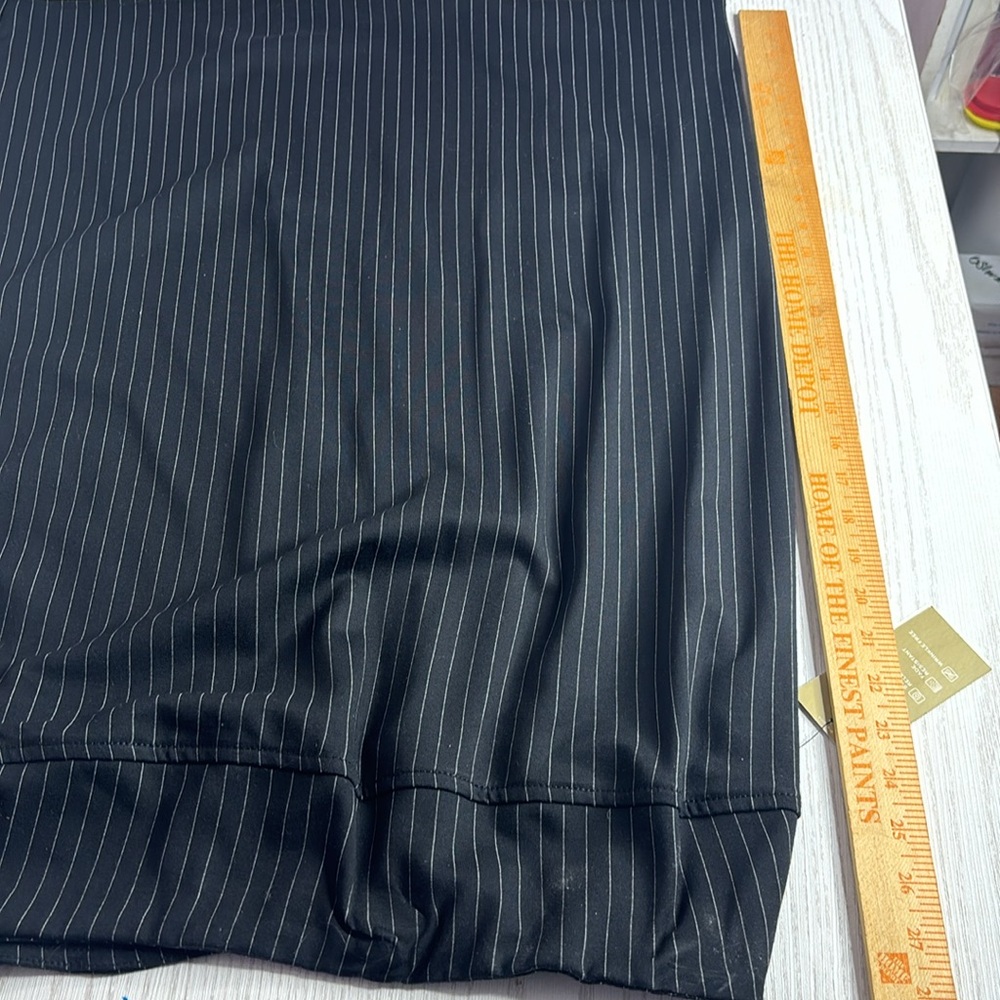 Black Striped Pencil Slit Skirt - Picture 11 of 13